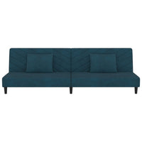 Thumbnail for Schlafsofa 2-Sitzer mit 2 Kissen Blau Samt