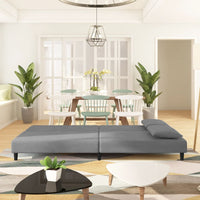 Thumbnail for Schlafsofa 2-Sitzer mit 2 Kissen Hellgrau Samt