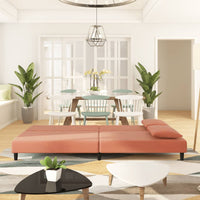 Thumbnail for Schlafsofa 2-Sitzer mit 2 Kissen Rosa Samt