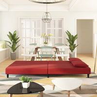 Thumbnail for Schlafsofa 2-Sitzer mit 2 Kissen Weinrot Samt