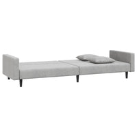 Thumbnail for Schlafsofa 2-Sitzer mit 2 Kissen Hellgrau Samt