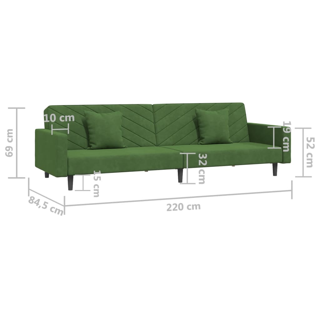 Schlafsofa 2-Sitzer mit 2 Kissen Dunkelgrün Samt
