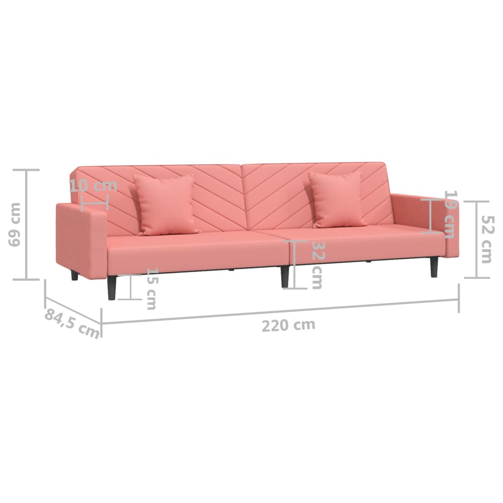 Schlafsofa 2-Sitzer mit 2 Kissen Rosa Samt