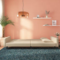 Thumbnail for Schlafsofa 2-Sitzer mit 2 Kissen Creme Samt