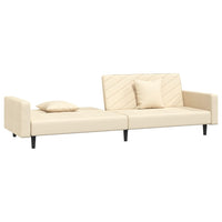 Thumbnail for Schlafsofa 2-Sitzer mit 2 Kissen Creme Samt