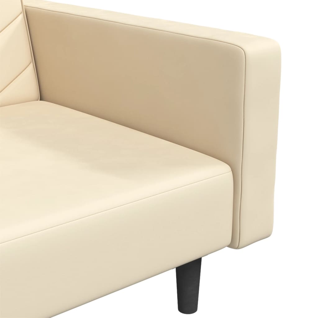 Schlafsofa 2-Sitzer mit 2 Kissen Creme Samt