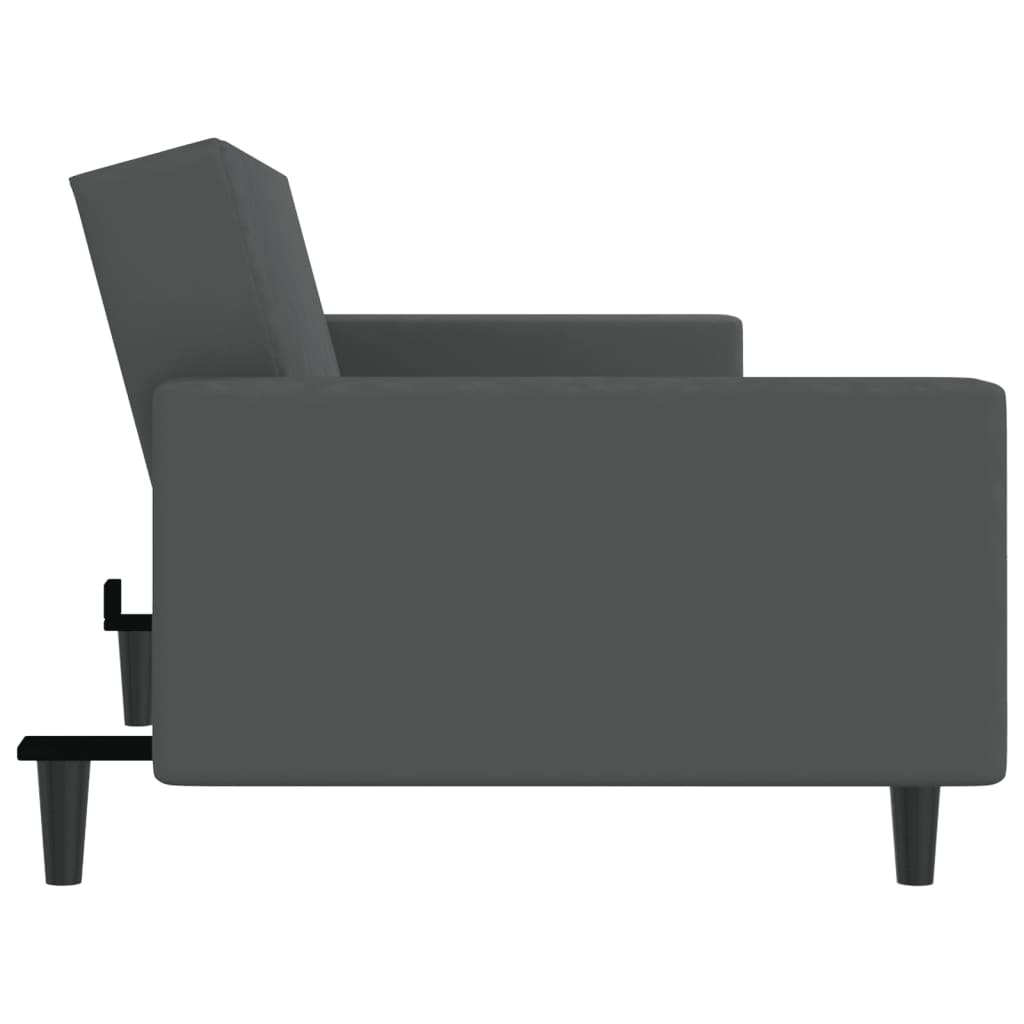 Schlafsofa 2-Sitzer Dunkelgrau Samt