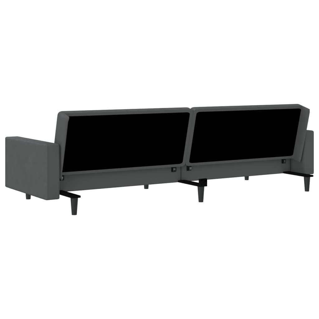 Schlafsofa 2-Sitzer Dunkelgrau Samt