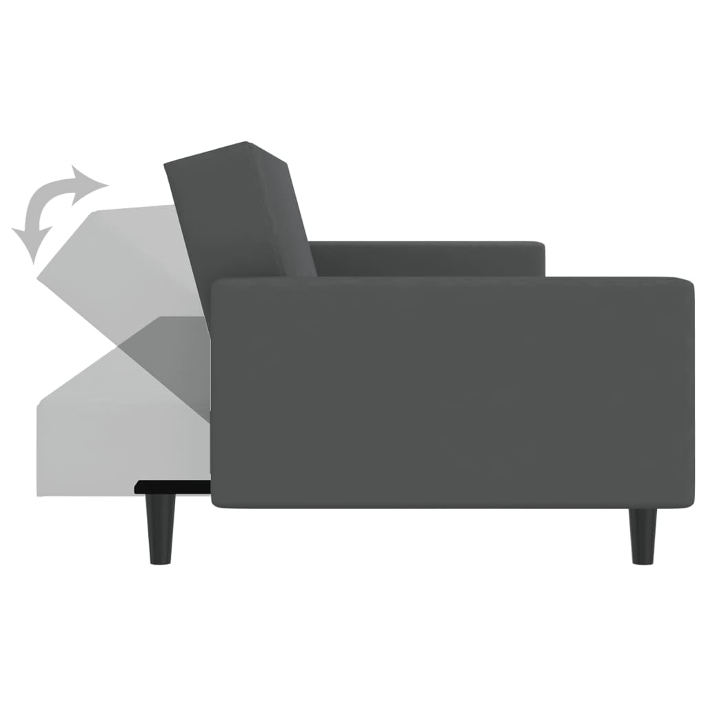 Schlafsofa 2-Sitzer Dunkelgrau Samt