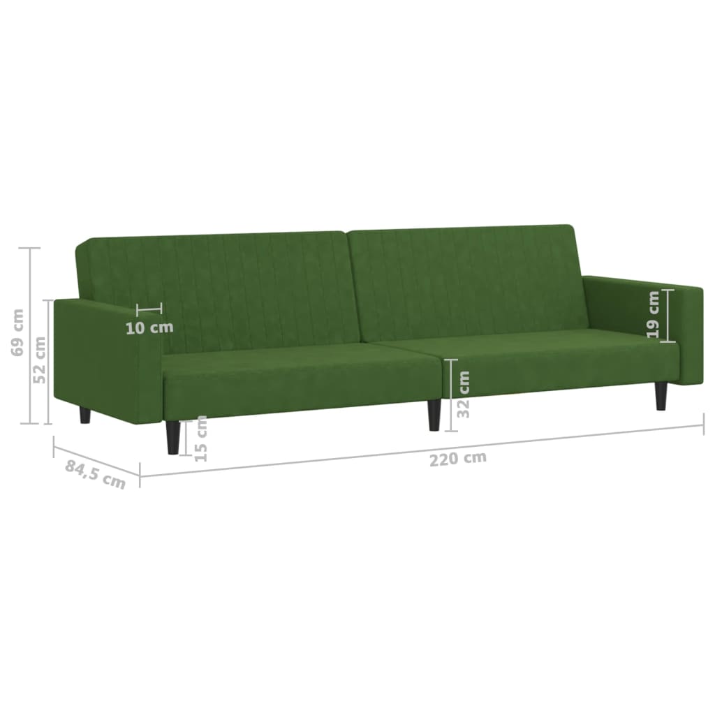 Schlafsofa 2-Sitzer Dunkelgrün Samt