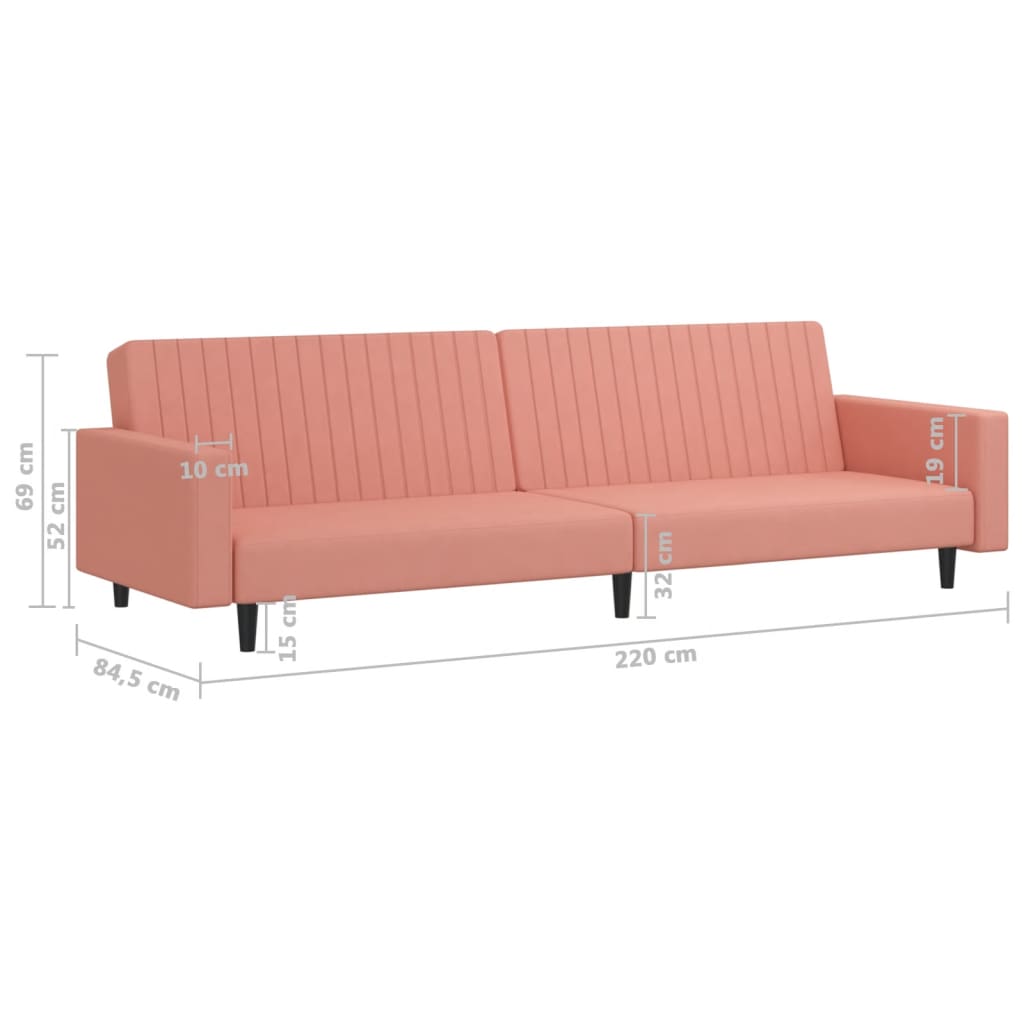 Schlafsofa 2-Sitzer Rosa Samt