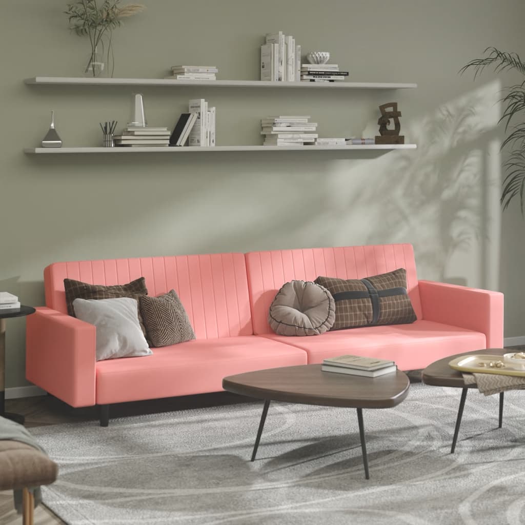 Schlafsofa 2-Sitzer Rosa Samt