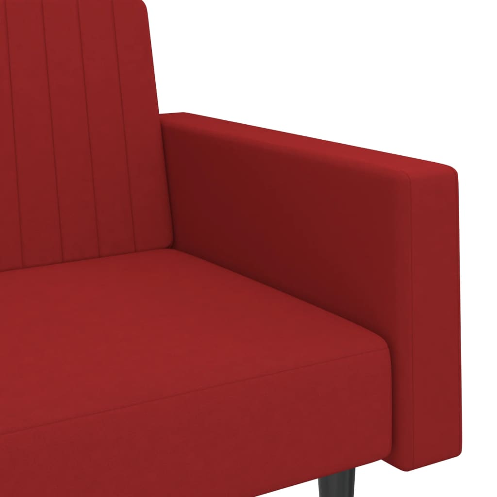 Schlafsofa 2-Sitzer Weinrot Samt