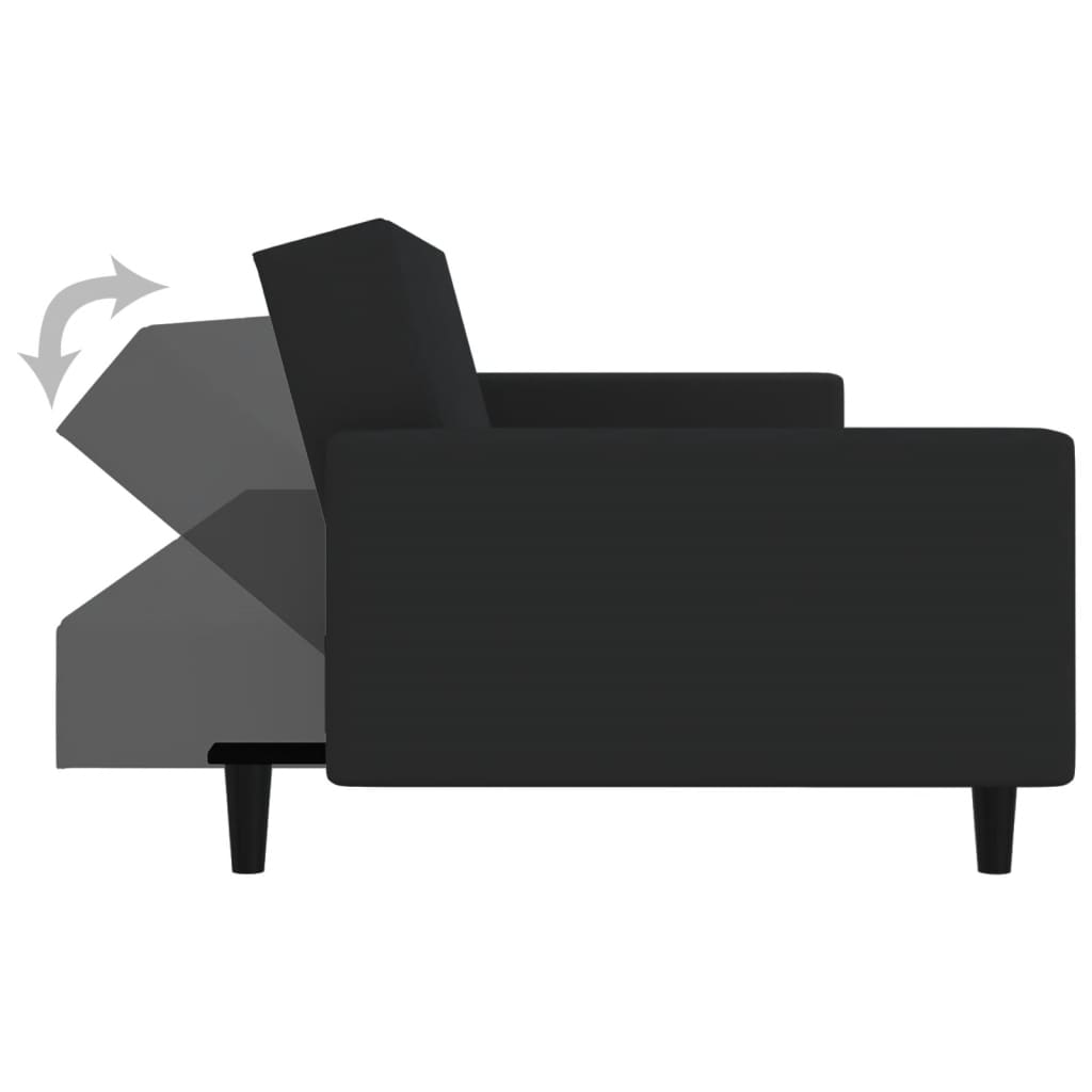 Schlafsofa 2-Sitzer Schwarz Samt