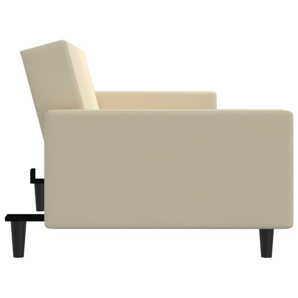 Schlafsofa 2-Sitzer Creme Samt