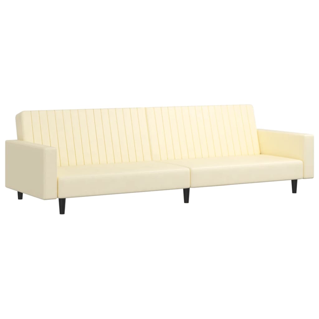 Schlafsofa 2-Sitzer Creme Kunstleder