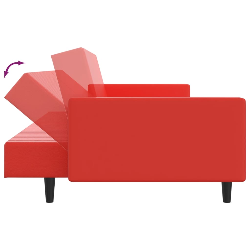 Schlafsofa 2-Sitzer Rot Kunstleder