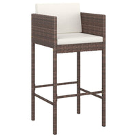 Thumbnail for Barhocker 2 Stk. mit Kissen Braun Poly Rattan