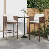 Thumbnail for Barhocker 2 Stk. mit Kissen Braun Poly Rattan