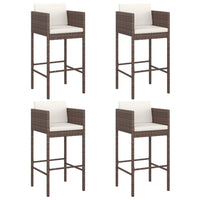Thumbnail for Barhocker 4 Stk. mit Kissen Braun Poly Rattan