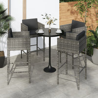Thumbnail for Barhocker 4 Stk. mit Kissen Grau Poly Rattan