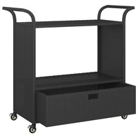Thumbnail for Barwagen mit Schublade Schwarz 100x45x97 cm Poly Rattan