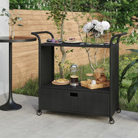 Thumbnail for Barwagen mit Schublade Schwarz 100x45x97 cm Poly Rattan