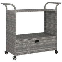 Thumbnail for Barwagen mit Schublade Grau 100x45x97 cm Poly Rattan