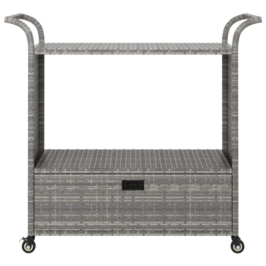 Barwagen mit Schublade Grau 100x45x97 cm Poly Rattan