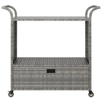 Thumbnail for Barwagen mit Schublade Grau 100x45x97 cm Poly Rattan