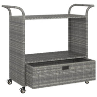 Thumbnail for Barwagen mit Schublade Grau 100x45x97 cm Poly Rattan