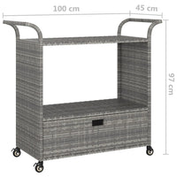 Thumbnail for Barwagen mit Schublade Grau 100x45x97 cm Poly Rattan
