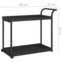 Thumbnail for Barwagen Schwarz 100x45x83 cm Poly Rattan