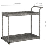 Thumbnail for Barwagen Grau 100x45x83 cm Poly Rattan