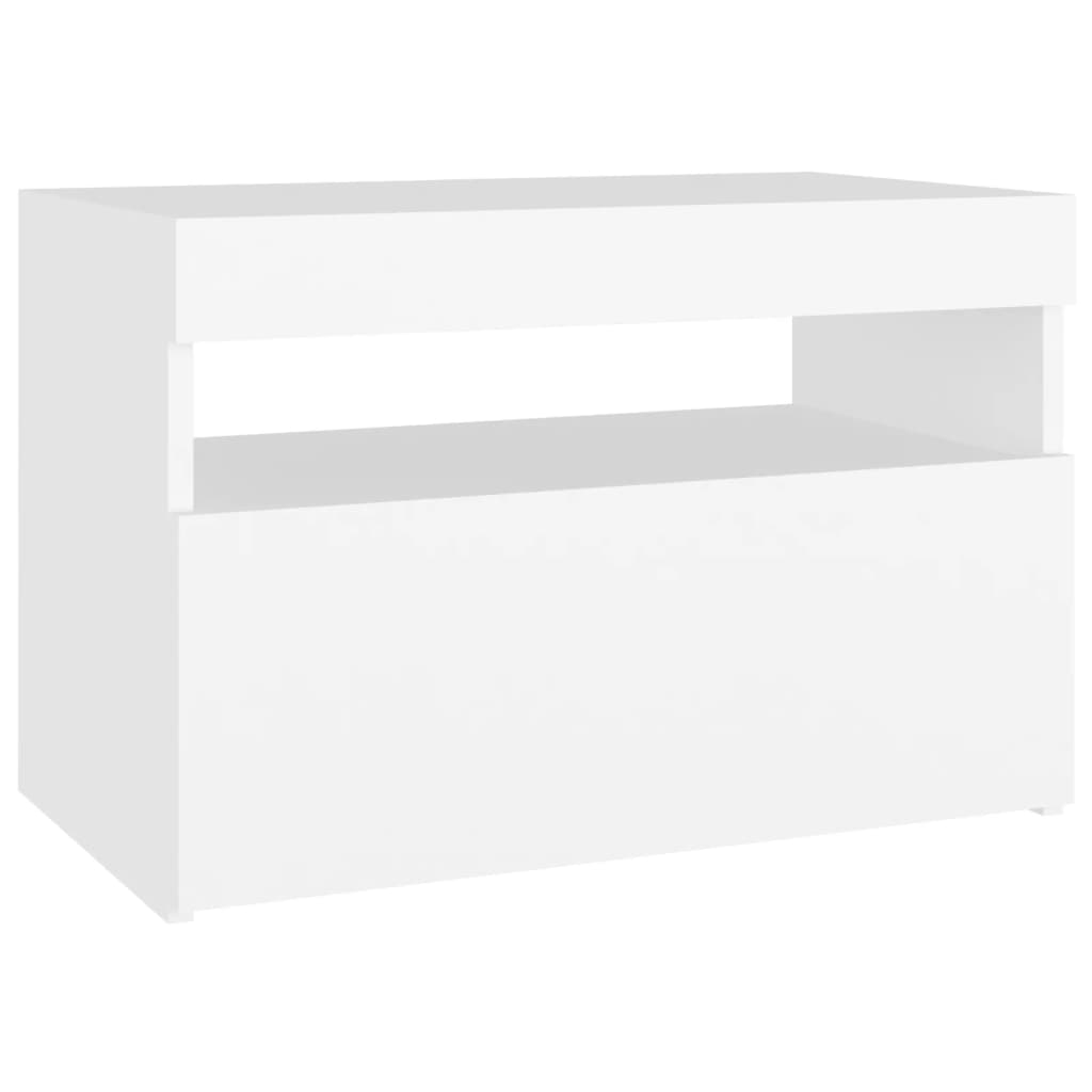 Nachttische mit LED-Leuchten 2 Stk. Weiß 60x35x40 cm Spanplatte
