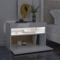 Thumbnail for Nachttisch mit LED-Leuchten Hochglanz-Weiß 60x35x40 cm