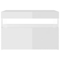 Thumbnail for Nachttisch mit LED-Leuchten Hochglanz-Weiß 60x35x40 cm