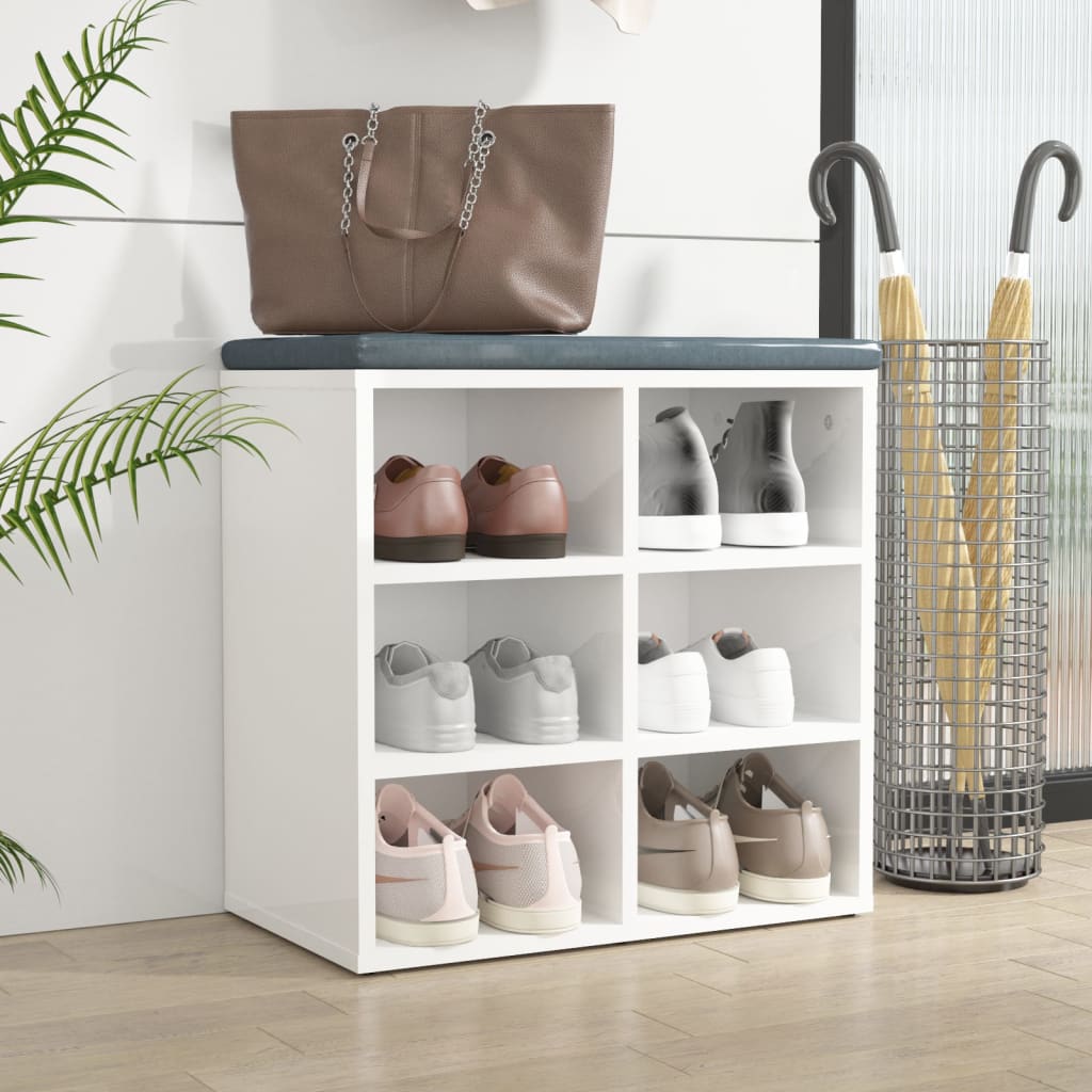 Schuhregal Hochglanz-Weiß 52,5x30x50 cm