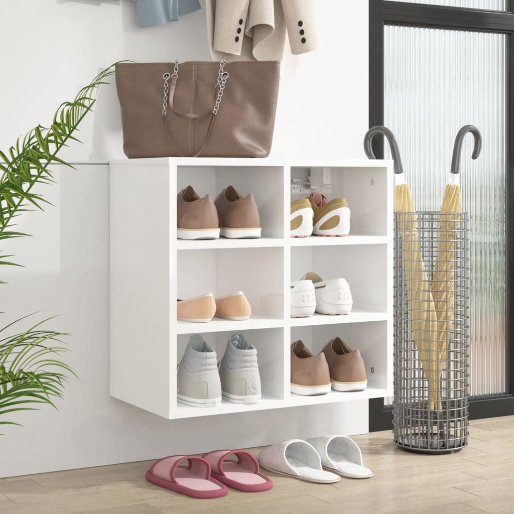 Schuhregal Hochglanz-Weiß 52,5x30x50 cm