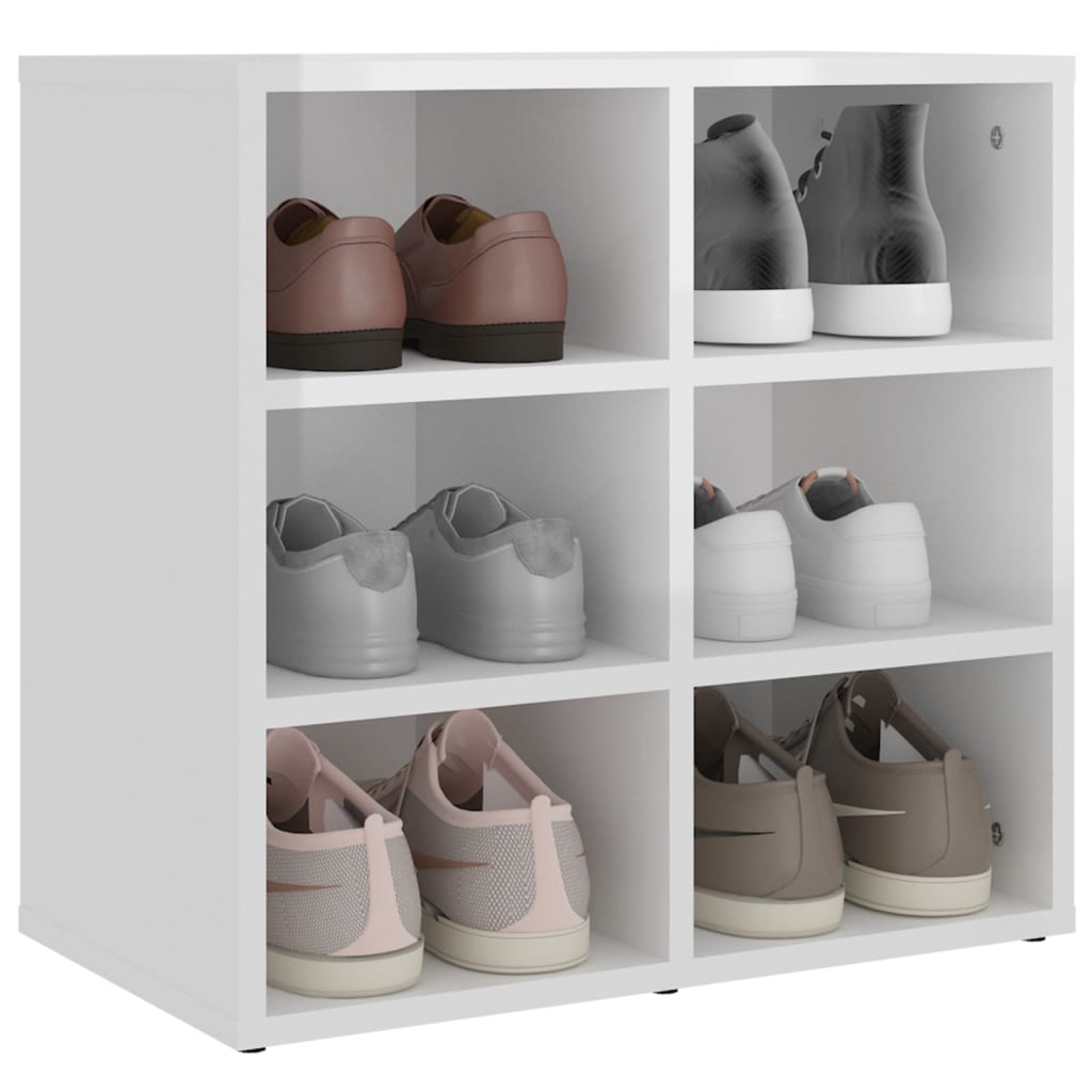 Schuhregale 2 Stk. Hochglanz-Weiß 52,5x30x50 cm