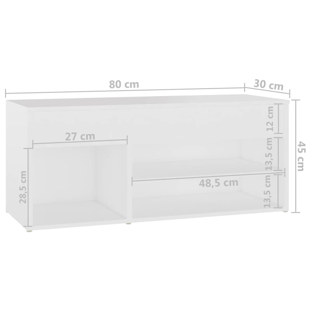 Schuhbank Weiß 80x30x45 cm Holzwerkstoff