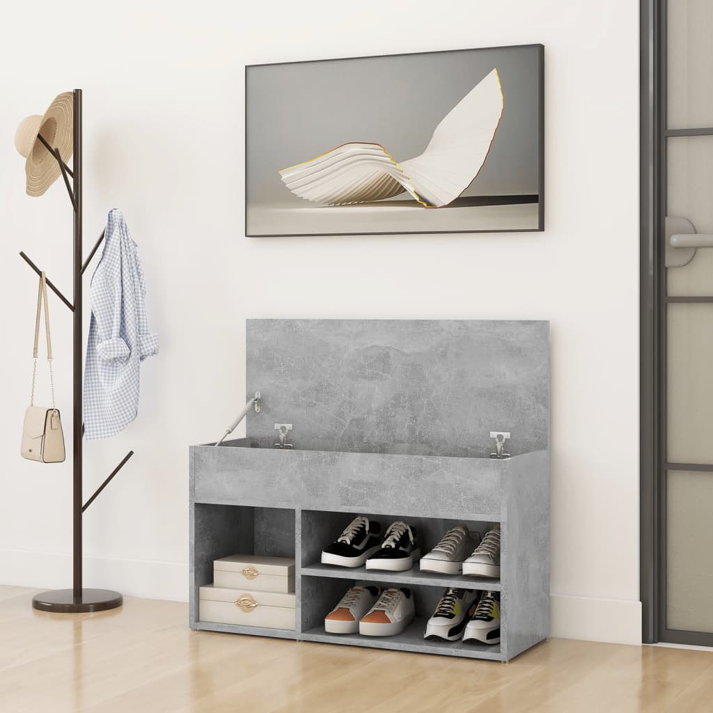 Schuhbank 80x30x45 cm Spanplatte Betongrau