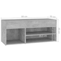 Thumbnail for Schuhbank 80x30x45 cm Spanplatte Betongrau