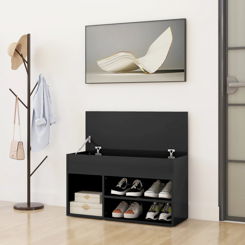 Schuhbank Hochglanz-Grau 80x30x45 cm Holzwerkstoff