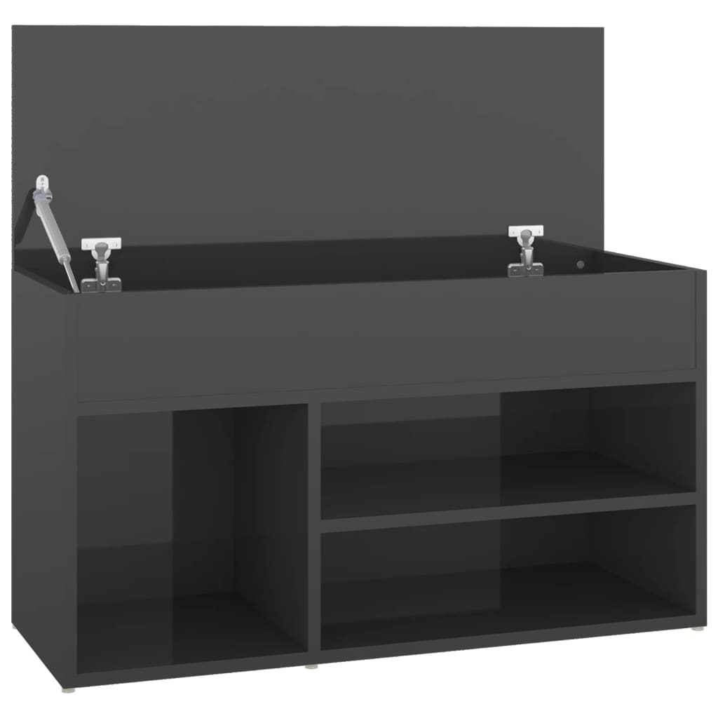 Schuhbank Hochglanz-Grau 80x30x45 cm Holzwerkstoff