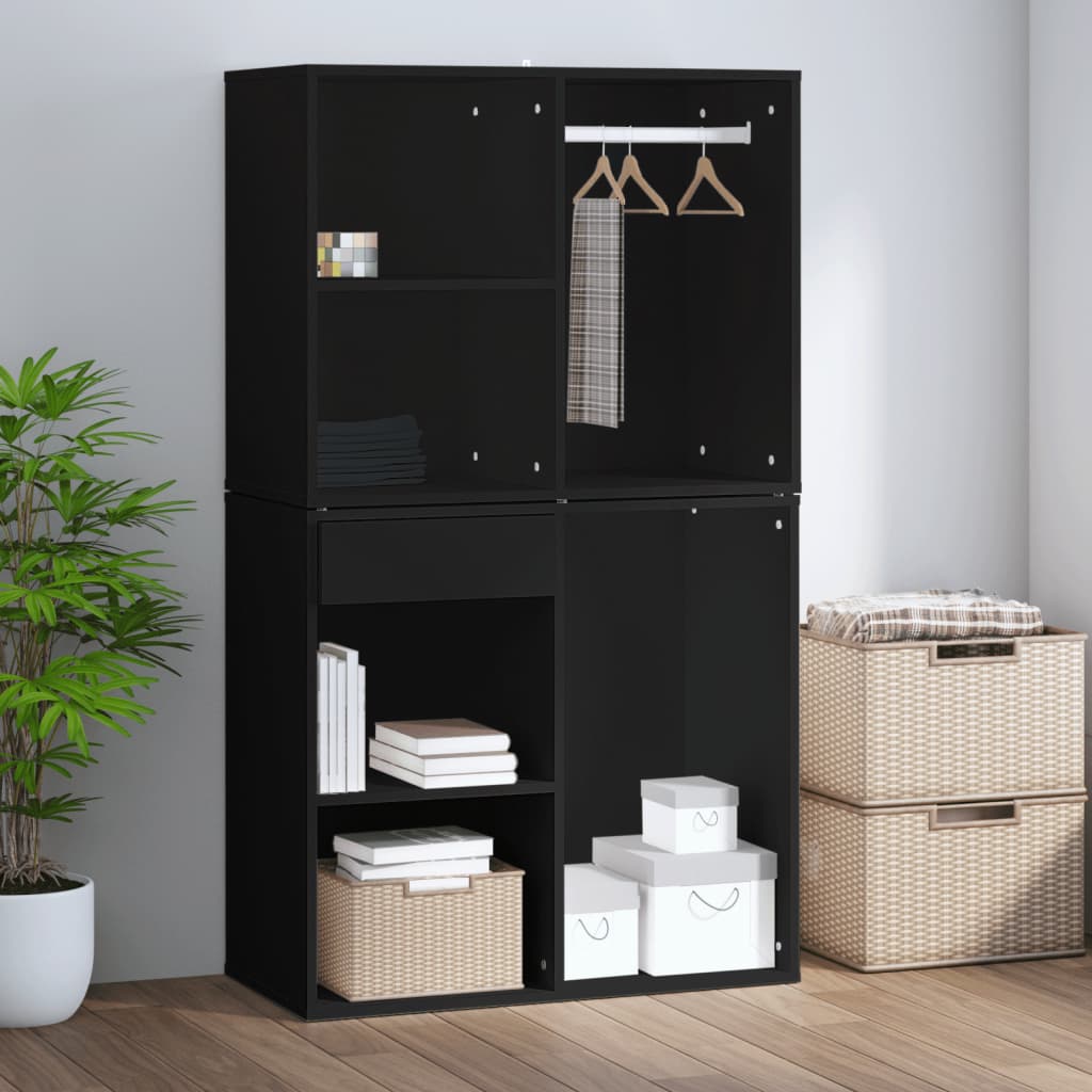 Kleiderschrank Schwarz 80x40x65 cm Holzwerkstoff