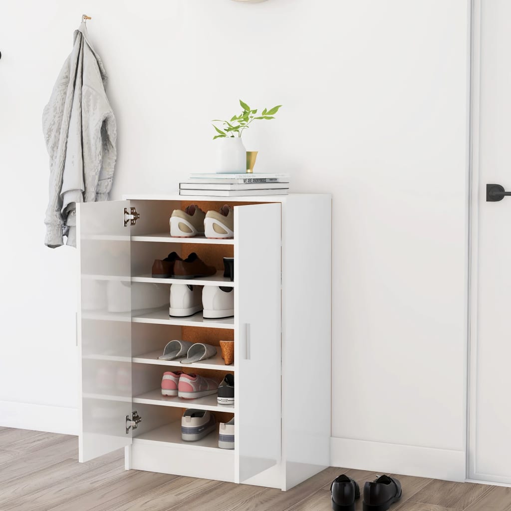 Schuhschrank Hochglanz-Weiß 60x35x92 cm Spanplatte