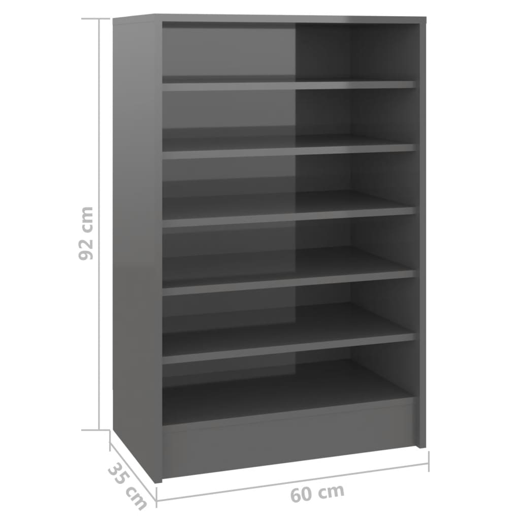 Schuhschrank Hochglanz-Grau 60x35x92 cm Spanplatte