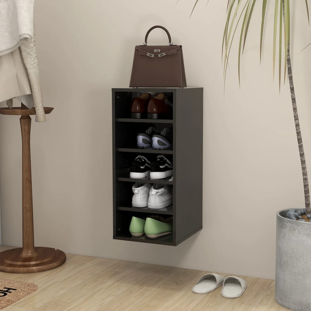 Schuhschrank Hochglanz-Schwarz 31,5x35x70 cm Holzwerkstoff