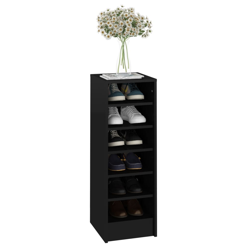 Schuhschrank Hochglanz-Schwarz 31,5x35x90 cm Spanplatte